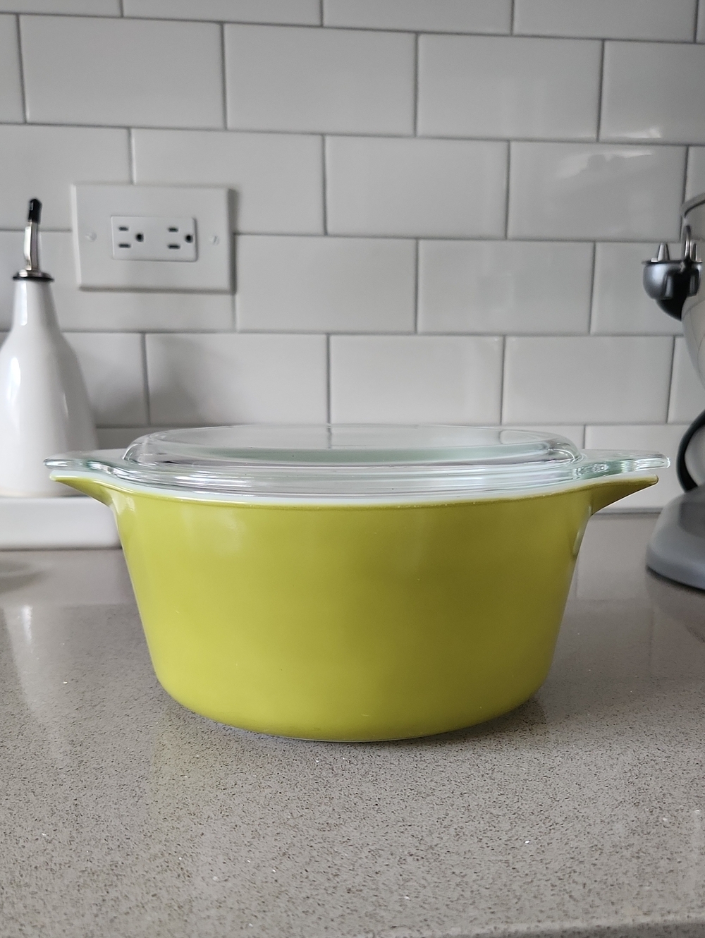 Vintage Pyrex Verde Green Casserole Dish with Lid
